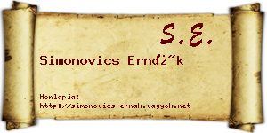 Simonovics Ernák névjegykártya